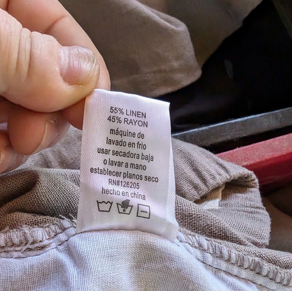 Just Living Linen Rayon Blend Tan Cargo Pants Large EUC - Picture 4 of 6